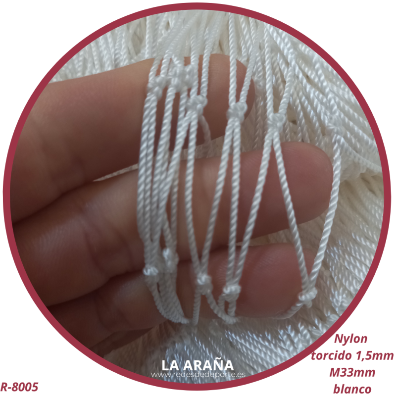 Red Protección Palomas Fina Nylon trenzado, blanco, 1,5mm malla 3,3 cm con nudo